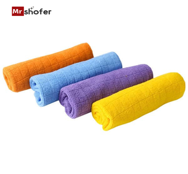 دستمال نظافت خودرو مدل A2345 مجموعه ۴ عددی (میکروفایبر) 2 دستمال میکروفایبر نظافت خودرو